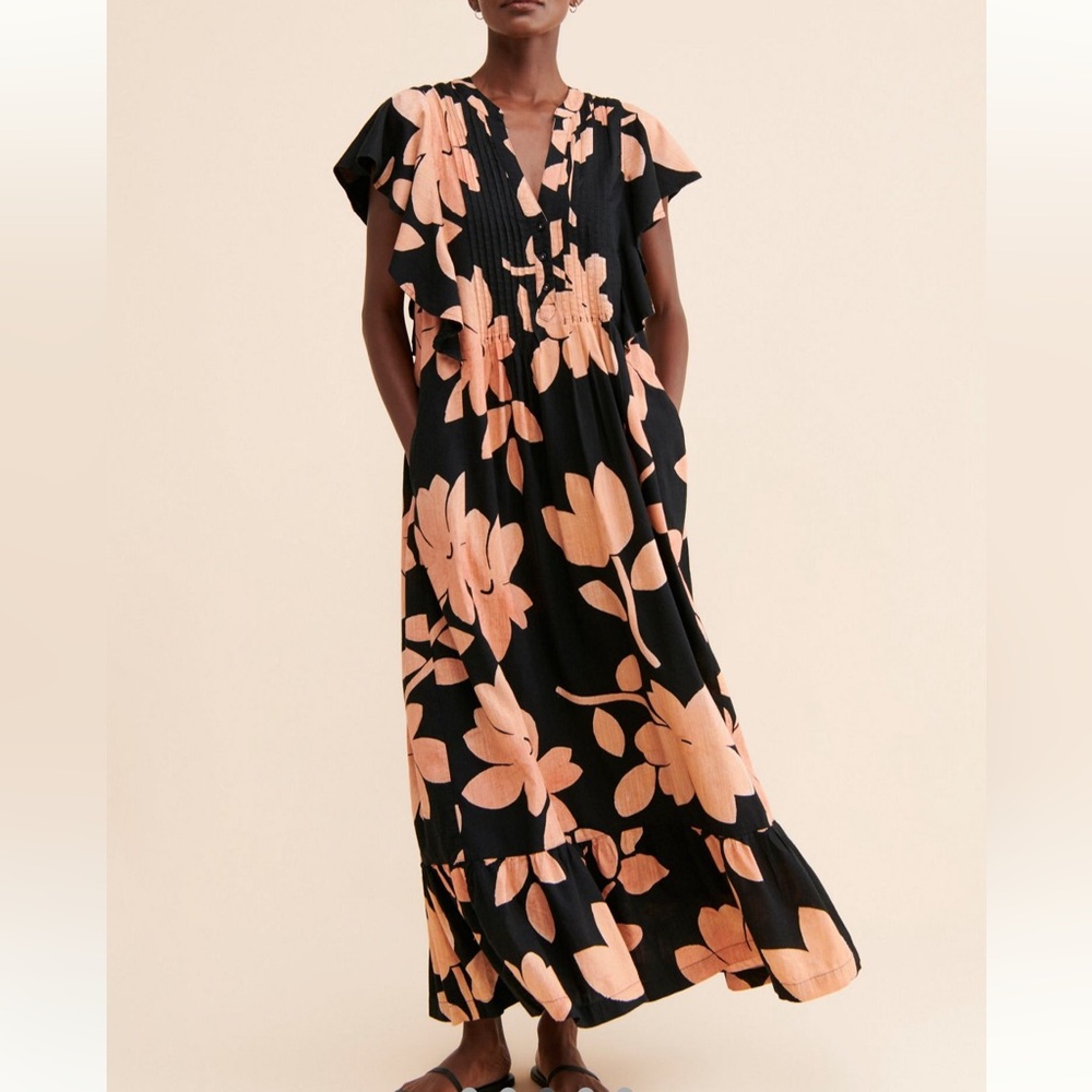 Maeve Black and Peach Floral Dress